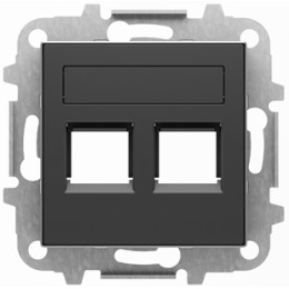 8518.2 NS Накладка для 2-го суппорта/разъёма типа 2017 или 2018 шторками и полем Чёрный бархат , ABB