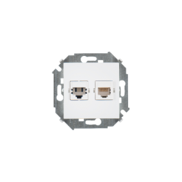 1591552-030 Розетка компьютерная двойная RJ45 кат.5e (AMP), белый Simon 15