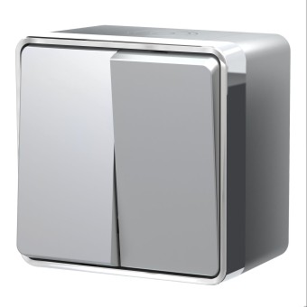 W5020206 Выключатель двухклавишный влагозащищенный Gallant (серебряный) Werkel a052771