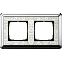 0212683 Рамка Classix Art Хром / Кремовый 2-постовая Gira