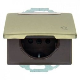 47580001 Штепсельная розетка SCHUKO с откидной крышкой и полем для надписи цвет: светло-бронзовый, металл Arsys Berker