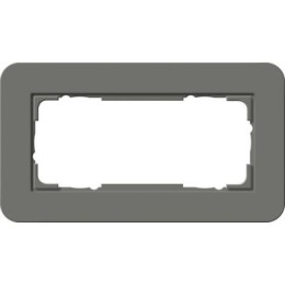 1002413	 Рамка с белой подложкой без перегородки E3 Темно-серый / Белый 2-постовая Gira
