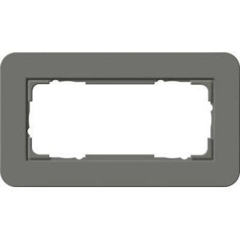 1002413	 Рамка с белой подложкой без перегородки E3 Темно-серый / Белый 2-постовая Gira