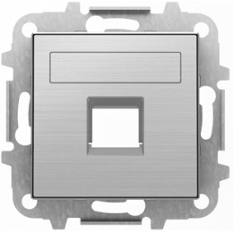 8518.1 AI Накладка для 1-го суппорта/разъёма типа 2017 или 2018 шторками и полем Нержавеющая сталь , ABB