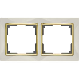 WL03-Frame-02-ivory-GD Рамка на 2 поста (слоновая кость/золото) Snabb Werkel a035248