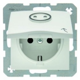 47861949 Штепсельная розетка SCHUKO с откидной крышкой и выступающим символом цвет: полярная белизна, матовый S.1/B.1/B.3/B.7 Glas Berker