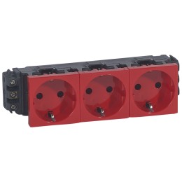 077613 Mosaic DLP Розетка 6м 3Х2к+З немецкий стандарт красная Legrand