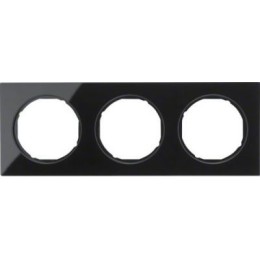 10132216 Рамка R.3 Черный, стекло 3-постовая Berker
