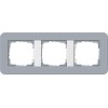 0213414	 Рамка с белой подложкой E3 Серо-голубой / Белый 3-постовая Gira