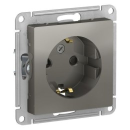 ATN000945 Atlasdesign Розетка с заземлением со шторками, 16А, механизм, Сталь Schneider Electric