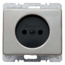6161140104 Штепсельная розетка без защитного контакта цвет: нержавеющая сталь Arsys Berker