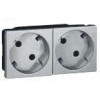 079282 Mosaic Розетка 2Х2к+З немецкий стандарт 45° алюминий Legrand
