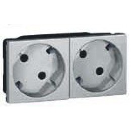 079282 Mosaic Розетка 2Х2к+З немецкий стандарт 45° алюминий Legrand