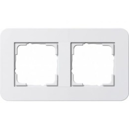 0212410	 Рамка с белой подложкой E3 Белый / Белый 2-постовая Gira