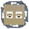 1591589-034 Розетка телефонная двойная RJ11, винтовой зажим, шампань Simon 15