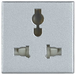 HC4139 Axolute Розетка "мультистандарт",5-6-10-13А 127В-250В, 2 модуля, алюминий Bticino