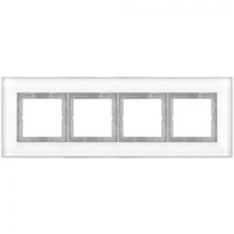 LSP984GLWW Рамка LS Plus Белое стекло 4-постовая Jung