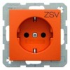 47431907 Штепсельная розетка SCHUKO с надписью цвет: оранжевый, матовый S.1/B.1/B.3/B.7 Glas Berker