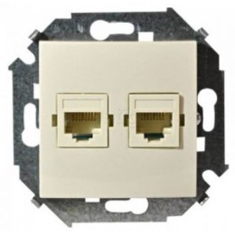 1591564-031 Розетка компьютерная двойная RJ45 кат.6а (АМР, FTP), слоновая кость Simon 15