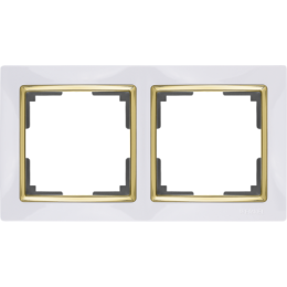 WL03-Frame-02-white-GD Рамка на 2 поста (белый/золото) Snabb Werkel a035253