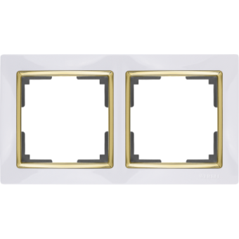 WL03-Frame-02-white-GD Рамка на 2 поста (белый/золото) Snabb Werkel a035253