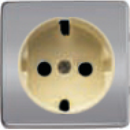 FD04335CB-A Обрамление розетки 2к+з,цвет bright chrome, беж FEDE