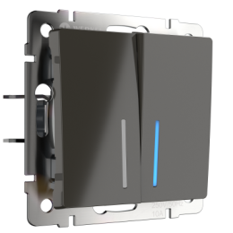 WL07-SW-2G-2W-LED Выключатель двухклавишный проходной с подсветкой (серо-коричневый) Antik Werkel a035911