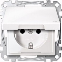 MTN2314-0319 Механизм розетки с крышкой заземл.контактом , со шторками IP 44 Merten