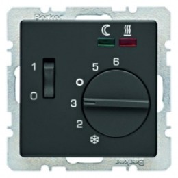 16726086 Центральная панель с регулирующей кнопкой, клавишей и линзами, Q.1/Q.3, цвет: антрацитовый, с эффектом бархата Berker