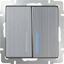 WL02-SW-2G-LED Выключатель двухклавишный с подсветкой (глянцевый никель) Antik Werkel a030794