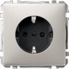 MTN2300-4146 Механизм розетки с заземлением со шторками , сталь Merten