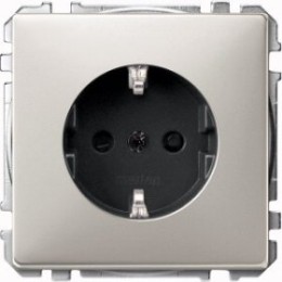MTN2300-4146 Механизм розетки с заземлением со шторками , сталь Merten