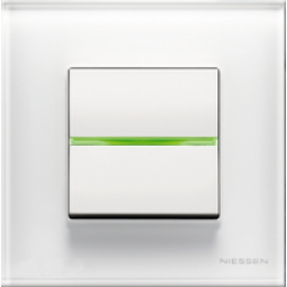 N2202.5 BL Механизм 1-клавишного переключателя с клавишей с контрольной подсветкой, 2-модульный, серия Zenit, цвет альпийский белый, ABB