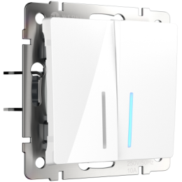 WL01-SW-2G-LED Выключатель двухклавишный с подсветкой (белый) Antik Werkel a030768