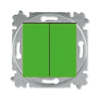 Выключатель кнопочный двухклавишный ABB Levit зелёный / дымчатый чёрный 3559H-A87445 67W 2CHH598745A6067