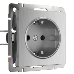 WL09-SKG-01-IP20 Розетка с заземлением (cеребряный рифленый) Antik Werkel a035648