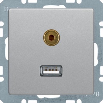 3315396084 BMO USB/3.5mm AUDIO, Q.1/Q.3, цвет: алюминиевый, с эффектом бархата Berker