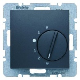 20261606 Регулятор температуры помещения с переключающим контактом и центральной панелью цвет: антрацит, матовый B.1/B.3/B.7 Glas Berker