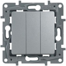 672413 Выключатель трехклавишный - Etika - 10 A - 250 В~ - алюминий Legrand