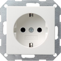 046603 Розетка с заземляющими контактами без "лапок" для крепления белый глянец Белый Gira