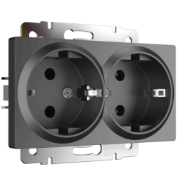 WL04-SKG-02-IP20 Розетка двойная с заземлением (графит рифленый) Antik Werkel a046604