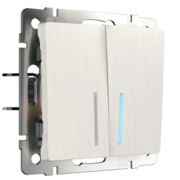 WL13-SW-2G-LED Выключатель двухклавишный с подсветкой (перламутровый рифленый) Antik Werkel a040888