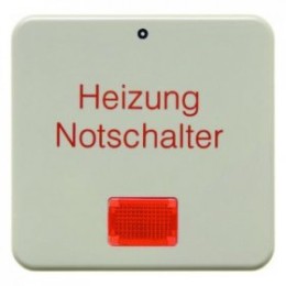 1569 Клавиша с красной линзой и надписью "Heizung Notschalter" цвет: белый, с блеском Влагозащищенный скрытый монтаж IP44 Berker