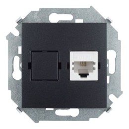1591480-038 Розетка телефонная RJ11, винтовой зажим, графит Simon 15