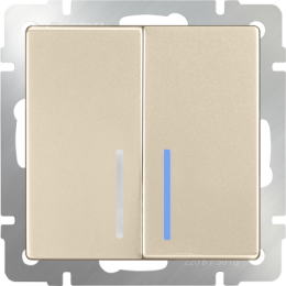 WL11-SW-2G-2W-LED Выключатель  двухклавишный проходной с подсветкой (шампань) Antik Werkel a040922