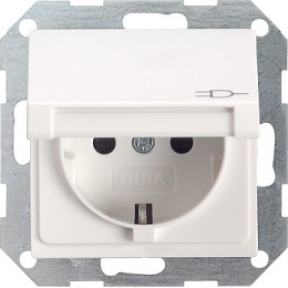 045403 Розетка с заземляющими контактами и крышкой белый глянец Белый Gira