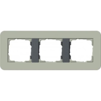 0213425	 Рамка с антрацитовой подложкой E3 Серо-зеленый / Антрацит 3-постовая Gira