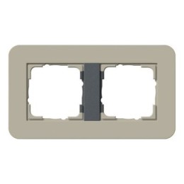 0212428	 Рамка с антрацитовой подложкой E3 Светло-бежевый / Антрацит 2-постовая Gira