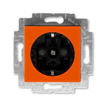 Розетка ABB Levit с заземлением со шторками 16А оранжевый / дымчатый чёрный 5520H-A03457 66W 2CHH203457A6066