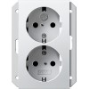 273527 Двойная розетка с заземляющими контактами для 1,5-местной коробки скрытого монтажа с защитой от детей белый матовый Белый Gira